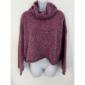 Sincerely Jules Cropped Sweater Small Turtle Neck Barbie Purple Textured Flaw